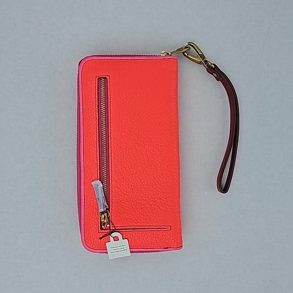 NWT NEW Fossil Emma Neon Pink Googly Eye Clutch Wallet Wristlet - Picture 5 of 12